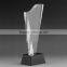 Oem logo design size optical glass TV show competetion award with yellow base K9 engraving crystal plaque trophy