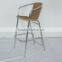 Factory wholesale high bar stool rattan aluminum arm chair YC015