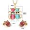 18Kgold plated stainless steel kitty jewelry set with sythetic cat eye