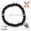 2016 Trending Black Lava Matte Agate Mens Stainless Steel 8MM Bead Bracelets with Skull