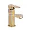 color gold plated square temperature copper hotel basin faucet
