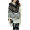 Women's Bat Tassels multicolor Poncho Cape Jacket fashion Warm Cloak Coat Knitwear