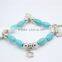 Chuncky Tribal Stretch Bracelet in Turquoise &Silver Shell Key Star Antique Silver Charm Bohemian Gypsy Bracelet
