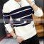 Mens V Neck Long Sleeve Pullover Latest Colorful Stripes 100%cotton Fashion Knitted Sweater