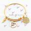 High quality antique brass adjustable wire bangles with small charms