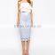 Fashion embroidered silvery split back Midi pencil Skirt