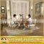 Mirror silver stainless steel table base marble top dining table and chiar sets