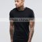 Guangzhou High Quality Custom Longline Short Sleeve O-Neck Black Mens Cotton Elastane Casual Skinny Plain Dyed T-Shirt