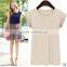 F20031B Round neck solid color women summer shirt fashion short sleeve shirt