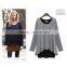 New design irregular two color fake two pcs long sleeve women wear loose T shirt water fall