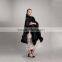 Myfur Fashion Style Women Black Color Cashmere Poncho with Fox Fur Trim Cape/Shawl