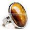 Crystal Natural Stone Tiger Eye Egg Oval Pendant Ring