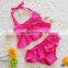 2017 wholesale Flower Baby Girls summer beachwear top Bikini with Ruffled Shorts