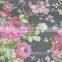 Printed 100% Silk Crepe Georgette with black background and flowers