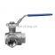 1/2'' 3 way ball valve flow patterns L Port with Mounting Pad 1000PSI NPT Stainless steel (304) Ball Valve ISO-5211