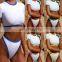 Knot crop top bikini 2019 Leopard swimwear women bathers Yellow brazilian swimsuit female T-shirt thong bikini sexy swimming new