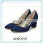 luxury navy blue pumps tip head office lady shoes
