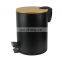 Environmentally-friendly Bamboo Slim Cover 3L 5L Foot Dustbin Household White Black Round Dustbin Home Foot Pedal Bin