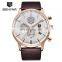 BENYAR 2720K Men Business Luxury Brand Quartz Watches 3 Eyes Date Display Chronograph Leather Wristwatch