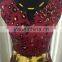 2015 fashion gilding leopard printed mesh and mentel around the neck dress with golden belt