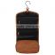 black top-grain cowhide leather hanging toiletry bag makeup organizer travel wash bag for men