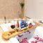 Hot Selling Bathroom Natural Expandable Luxury Bamboo Bathtub Tray Caddy