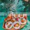 Cheap Wholesale PE Rattan Floating Pool Tray Hotel Water Floating Breakfast Serving Tray