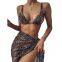 Ladies Women Printed Sexy Swimsuit Bikini Swimwear with Skirt Cover-Up