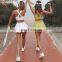Contrasting Color One Piece Sexy Backless Jumpsuits Custom Women Quick Dry Tennis Wears