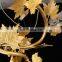 Wholesale Hotel Restaurant Bar Decorative Unique Gold Maple Leaf Glass Chandeliers Lighting