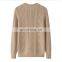 Women's 100% Cashmere Cable Knit Long Sleeves Casual Sweater Winter O-Neck with Front Logo OEM Service