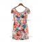 OEM manufacturer fashion latest design lady summer beaded O-neck short Sleeve cotton sleeveless women dresses for party