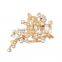 Full jewelled gold zinc alloy rhinestone flower shaped korean scarf clip brooch wholesale