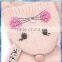 Pink Fluffy Bunny Capped Mittens Animal Knitted Gloves