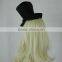 Custom plain black small formal hat with hair attached