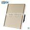 UK 2 gang toughened glass panel waterproof light dimmer switch