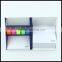 Flexible use memo note pads with pen hole and slot and multicolored strips stick