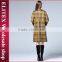 2015 European Design Yellow Plaid Wind Coat Ladyies Winter Dress