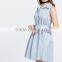 Summer New Arrival Women Sleeveless Casual Elegant Vestidos Summer Ladies Blue Vertical Striped Shirt Dress
