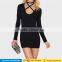 Guangzhou garment cheap factory short knit dresses party with long sleeves for women wholesale 2016