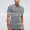 Custom Short Sleeve Crew Neck Grey Men's 100% Acrylic Soft Jersey Ribbed Knit Longline Casual Plain Design T-Shirt