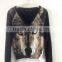 Women's V-neck no hand feeling reactive printing 100% cotton cardigan sweater