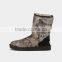 fluffy printed winter snow boot