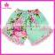 Green Shorts With Red Rose Flower Prints Pink Lovely Pom Poms Cutting Fashion Newborn Summer Shorties