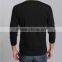 Mens custom design black V neck plain Long sleeve t shirt for men