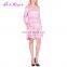 Fashion pink long sleeves pattern printed autumn modest new 2017 womes dress
