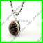 Natural stainless steel murano emerald green stone necklace pendant