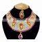 Gold Plated Indian Handmade Ethnic Party wear Kundan Zerconic Necklace set Pink Color