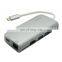 Multi Port 8 in 1 Type C Combo Hub for MacBook USB C Hub to Ethernet HDM1 Charging Port SD/Micro Card Reader and 3 USB 3.0 Port