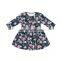 Boutique Quality Kids Clothes Girl Dress Flower Printing Girl Long-sleeved Dress